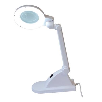 LED Stolní lampa s lupou LED/6W/230V bílá