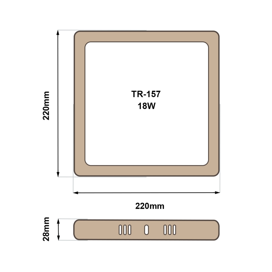 LED Stropní svítidlo BLOCK LED/18W/230V 4200K 22x22 cm hnědá