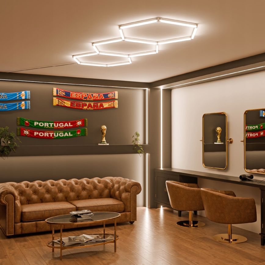 LED Stropní svítidlo HEXAGON LED/128W/85-265V 4000K 248x97 cm CRI 90 IP54 bílá