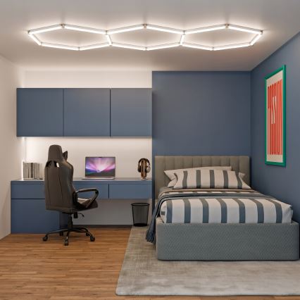 LED Stropní svítidlo HEXAGON LED/128W/85-265V 4000K 248x97 cm CRI 90 IP54 bílá