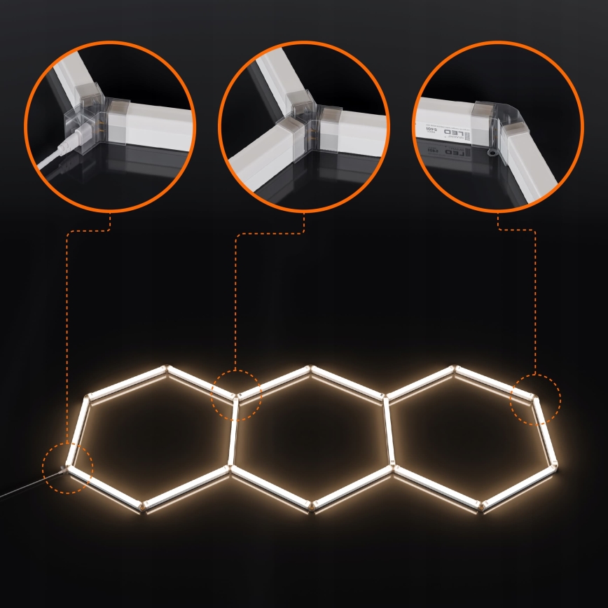 LED Stropní svítidlo HEXAGON LED/128W/85-265V 4000K 248x97 cm CRI 90 IP54 bílá