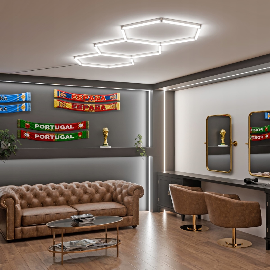 LED Stropní svítidlo HEXAGON LED/128W/85-265V 6000K 248x97 cm CRI 90 IP54 bílá