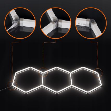 LED Stropní svítidlo HEXAGON LED/128W/85-265V 6000K 248x97 cm CRI 90 IP54 bílá