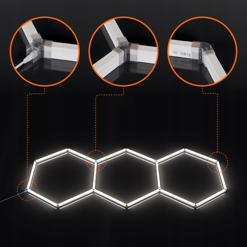 LED Stropní svítidlo HEXAGON LED/128W/85-265V 6000K 248x97 cm CRI 90 IP54 bílá