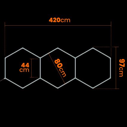 LED Stropní svítidlo HEXAGON LED/128W/85-265V 6000K 248x97 cm CRI 90 IP54 bílá