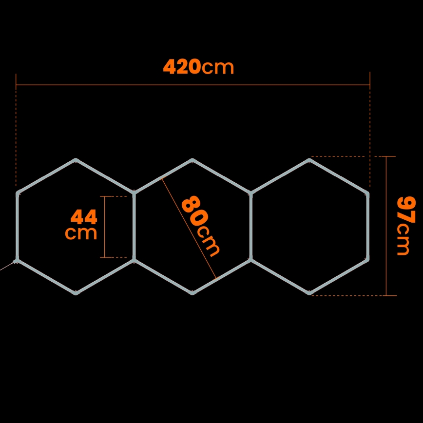 LED Stropní svítidlo HEXAGON LED/128W/85-265V 6000K 248x97 cm CRI 90 IP54 bílá