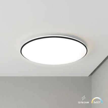 LED Stropní svítidlo HUGO LED/12/18/24W/230V 3000/4000/6500K pr. 30 cm IP54 černá