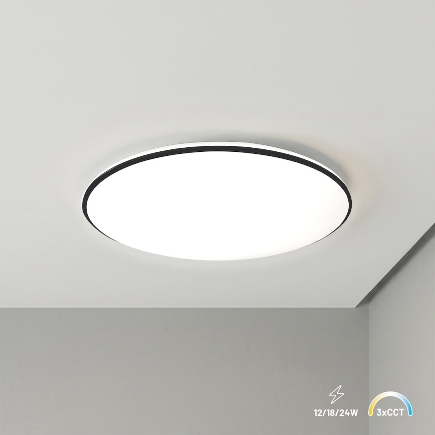 LED Stropní svítidlo HUGO LED/12/18/24W/230V 3000/4000/6500K pr. 30 cm IP54 černá