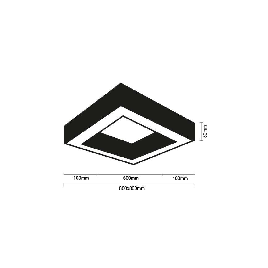 LED Stropní svítidlo LED/100W/230V 3000/4000/6500K 80x80 cm černá