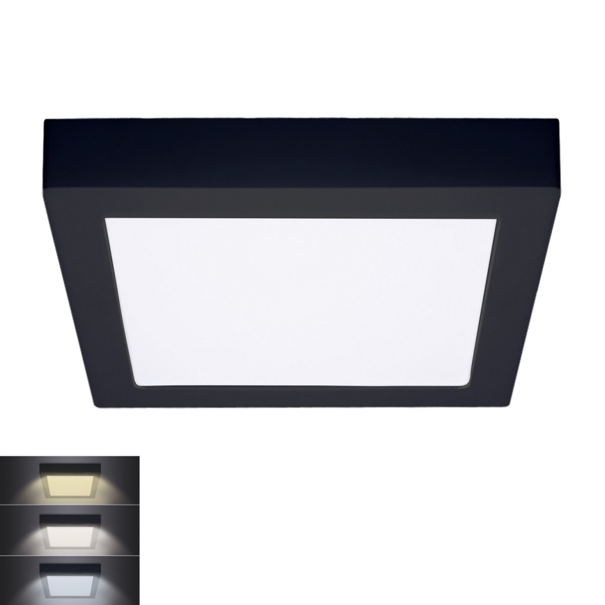 LED Stropní svítidlo LED/18W/230V 3000/4000/6000K černá hranatý