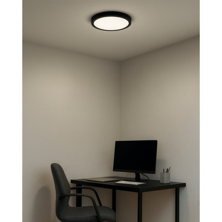 LED Stropní svítidlo LED/18W/230V 3000/4000/6500K pr. 23 cm černá