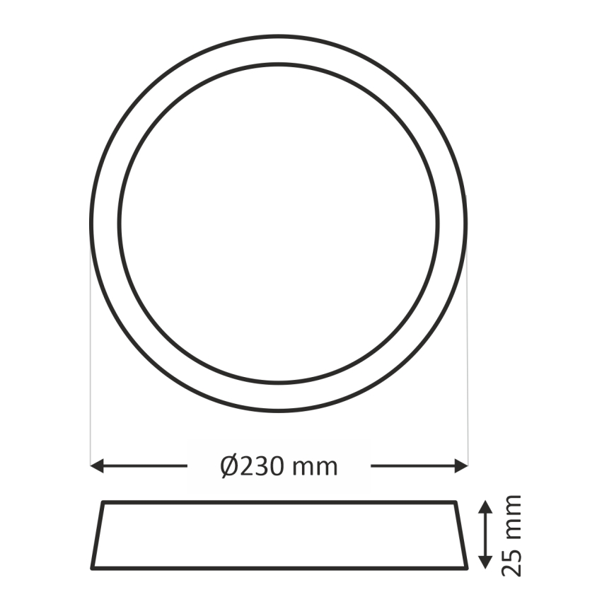 LED Stropní svítidlo LED/18W/230V 3000/4000/6500K pr. 23 cm černá
