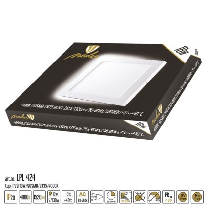 LED Stropní svítidlo LED/18W/230V 4000K 22,5x22,5 cm