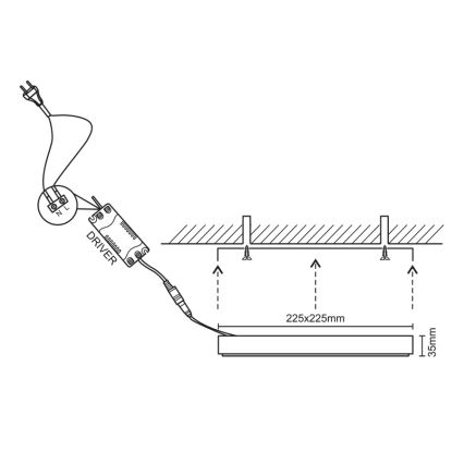 LED Stropní svítidlo LED/18W/230V 4000K 22,5x22,5 cm