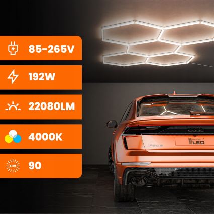 LED Stropní svítidlo HEXAGON LED/240W/85-265V 4000K 298x209 cm CRI 90 IP44 bílá