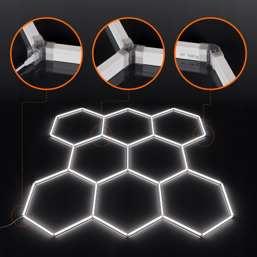 LED Stropní svítidlo HEXAGON LED/240W/85-265V 4000K 298x209 cm CRI 90 IP44 bílá