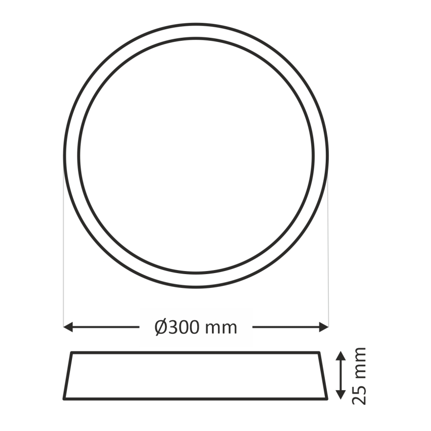 LED Stropní svítidlo LED/24W/230V 3000/4000/6500K pr. 30 cm černá
