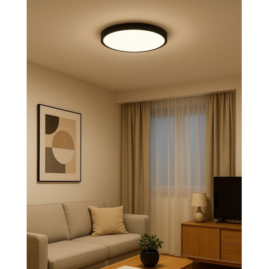 LED Stropní svítidlo LED/32W/230V 3000/4000/6500K pr. 40 cm černá
