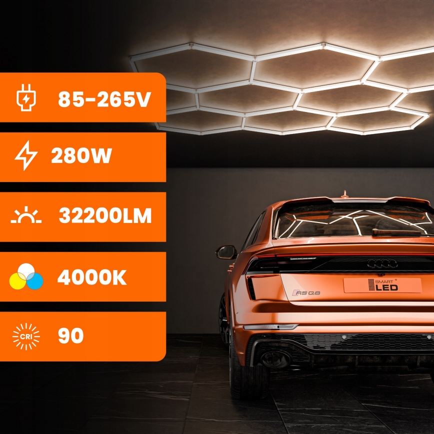 LED Stropní svítidlo HEXAGON LED/350W/85-265V 4000K 313x298 cm CRI 90 IP44 bílá