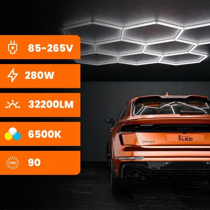 LED Stropní svítidlo HEXAGON LED/350W/85-265V 6500K 313x298 cm CRI 90 IP44 bílá