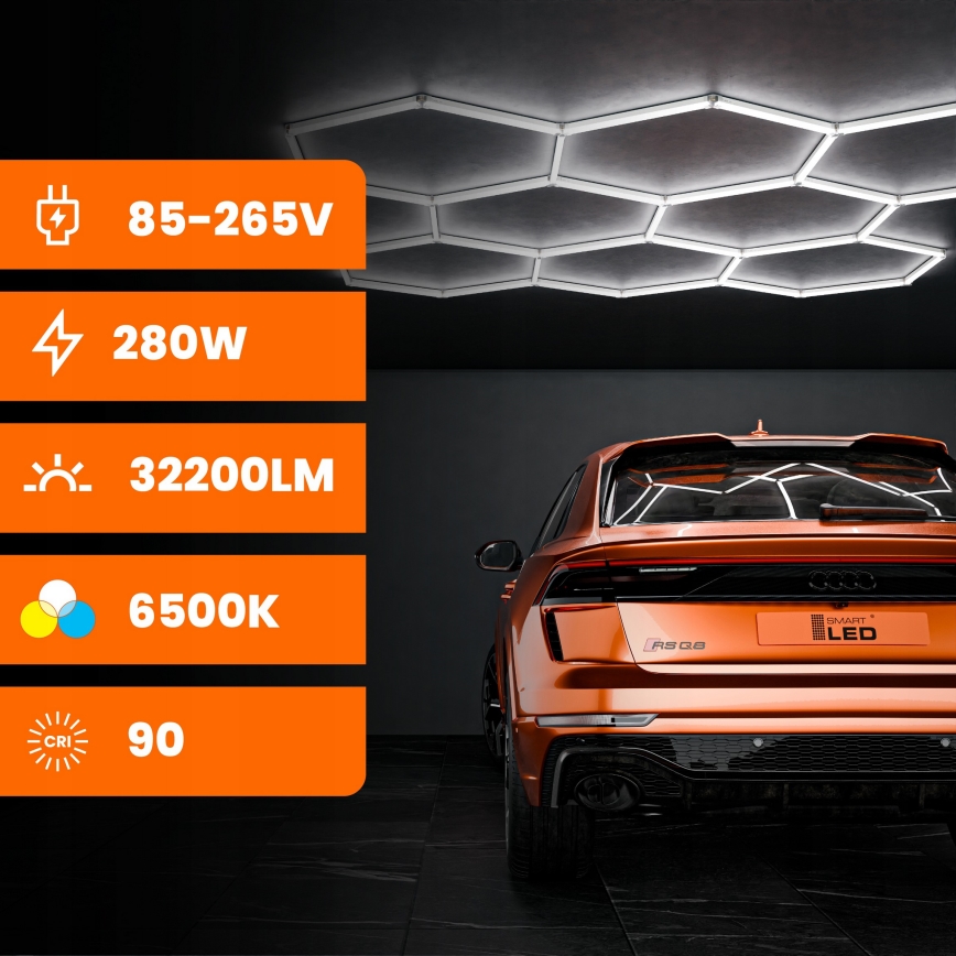 LED Stropní svítidlo HEXAGON LED/350W/85-265V 6500K 313x298 cm CRI 90 IP44 bílá