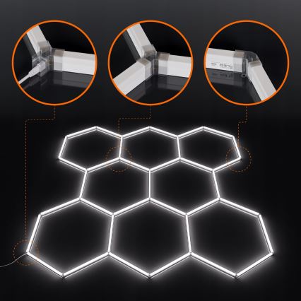 LED Stropní svítidlo HEXAGON LED/350W/85-265V 6500K 313x298 cm CRI 90 IP44 bílá