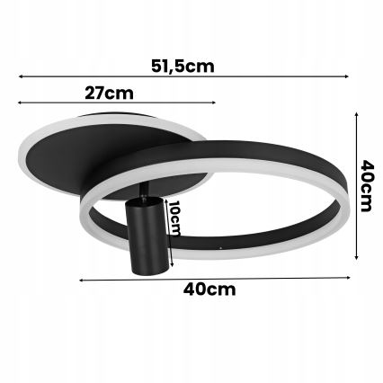 LED Stropní svítidlo LED/38W/230V + 1xGU10/30W černá