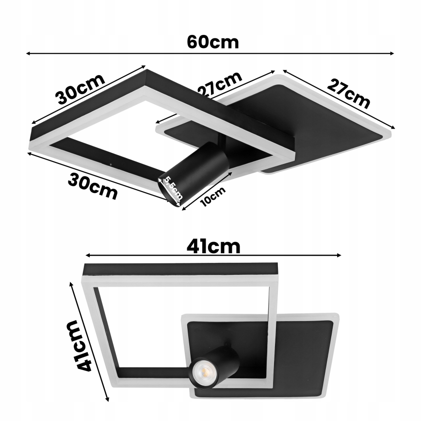 LED Stropní svítidlo LED/38W/230V + 1xGU10/30W černá