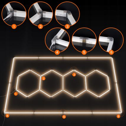 LED Stropní svítidlo HEXAGON LED/426W/85-265V 4000K 484x243 cm CRI 90 IP44 bílá