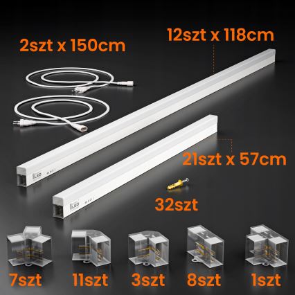 LED Stropní svítidlo HEXAGON LED/426W/85-265V 4000K 484x243 cm CRI 90 IP44 bílá
