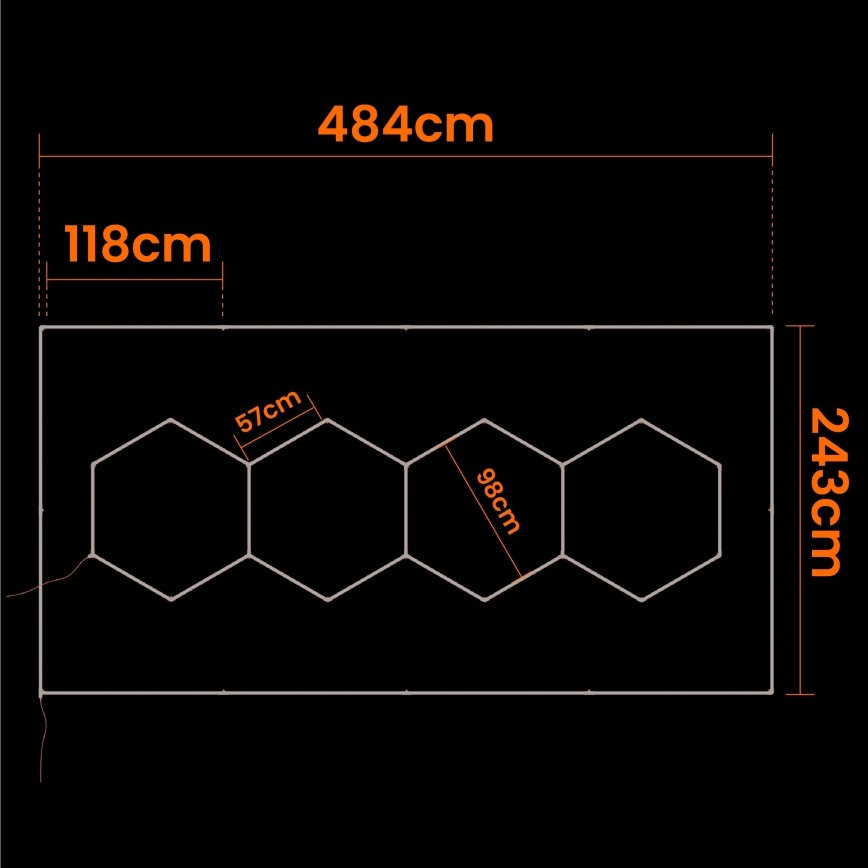 LED Stropní svítidlo HEXAGON LED/426W/85-265V 4000K 484x243 cm CRI 90 IP44 bílá