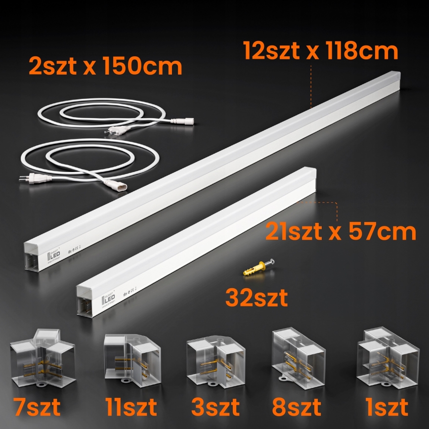 LED Stropní svítidlo HEXAGON LED/426W/85-265V 6500K 484x243 cm CRI 90 IP44 bílá