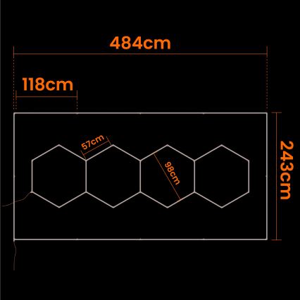 LED Stropní svítidlo HEXAGON LED/426W/85-265V 6500K 484x243 cm CRI 90 IP44 bílá