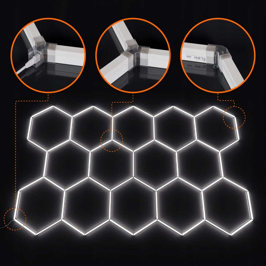 LED Stropní svítidlo HEXAGON LED/456W/85-265V 6500K 522x298 cm CRI 90 IP54 bílá