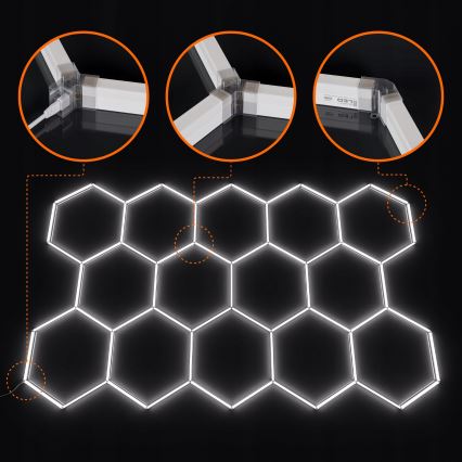 LED Stropní svítidlo HEXAGON LED/570W/85-265V 4000K 522x298 cm CRI 90 IP44 bílá