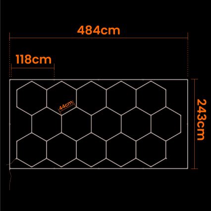 LED Stropní svítidlo HEXAGON LED/696W/85-265V 4000K 484x243 cm CRI 90 IP44 bílá