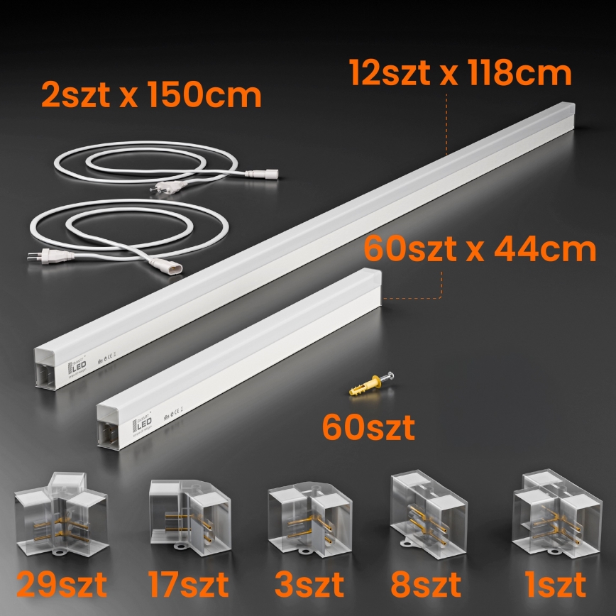 LED Stropní svítidlo HEXAGON LED/696W/85-265V 6500K 484x243 cm CRI 90 IP44 bílá