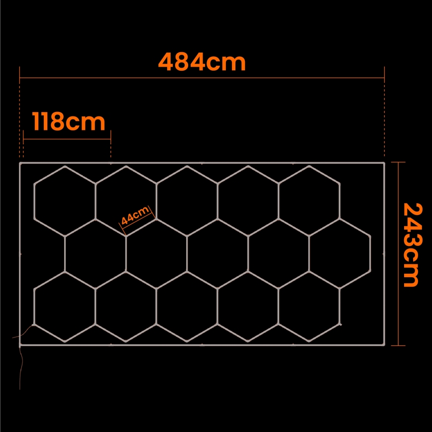 LED Stropní svítidlo HEXAGON LED/696W/85-265V 6500K 484x243 cm CRI 90 IP44 bílá