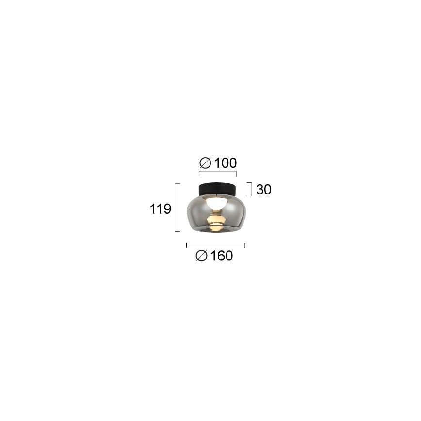 LED Stropní svítidlo NADIA LED/9W/230V pr. 16 cm kouřová/černá