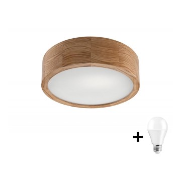 LED Stropní svítidlo OAK 1xE27/10W/230V dub pr. 27 cm