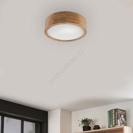 LED Stropní svítidlo OAK 1xE27/10W/230V dub pr. 27 cm