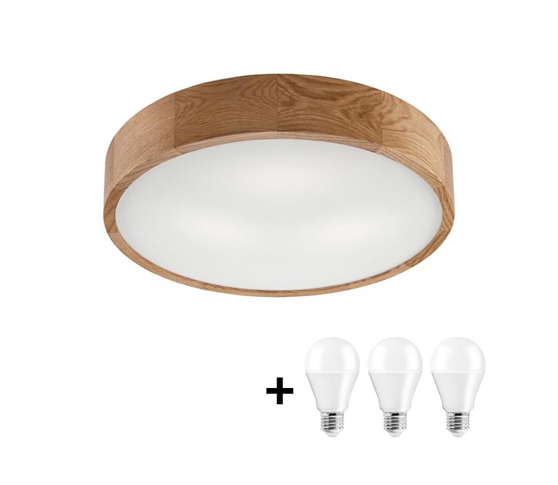 Lamkur LED Stropní svítidlo OAK 3xE27/10W/230V dub pr. 47 cm LEDLA38063