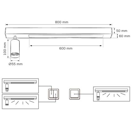 LED Stropní svítidlo PARIS LED/24W/230V + 1xGU10/10W černá