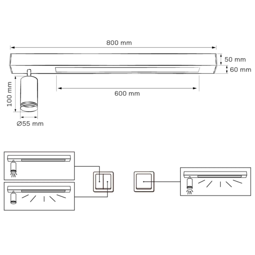 LED Stropní svítidlo PARIS LED/24W/230V + 1xGU10/10W černá
