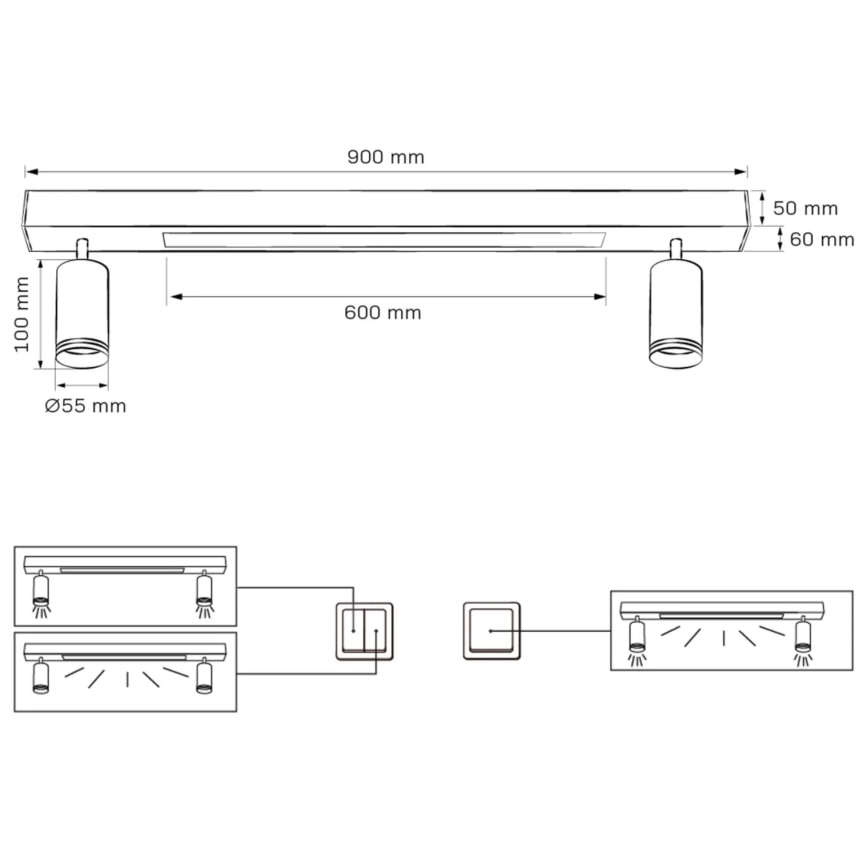 LED Stropní svítidlo PARIS LED/24W/230V + 2xGU10/10W černá