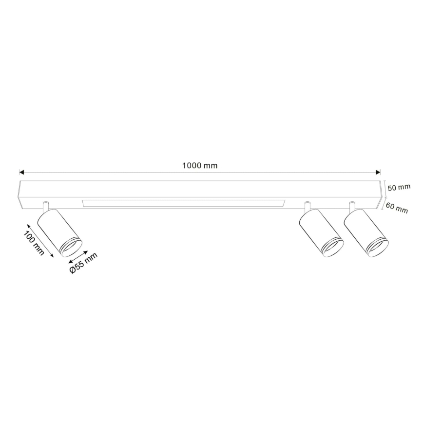 LED Stropní svítidlo PARIS LED/24W/230V + 3xGU10/10W černá