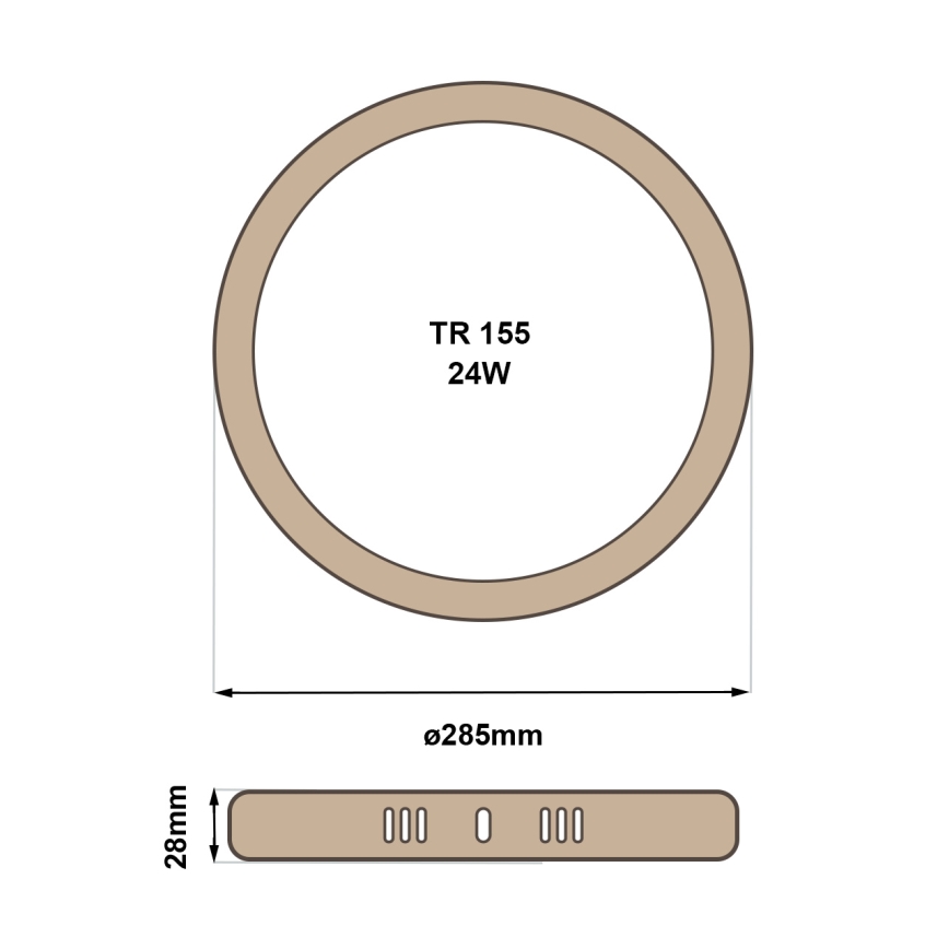 LED Stropní svítidlo RING LED/24W/230V 4200K pr. 28,5 cm hnědá