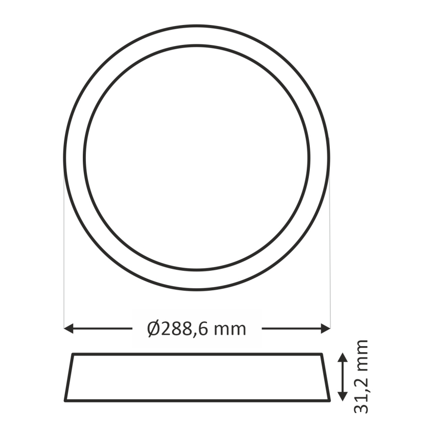 LED Stropní svítidlo ROUND LED/24W/230V 4000K pr. 28,8 cm černá