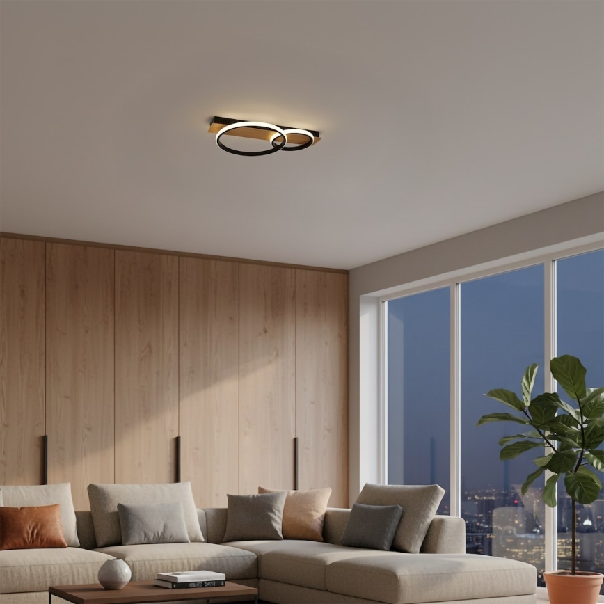 LED Stropní svítidlo ROWENA LED/14W/230V černá/hnědá