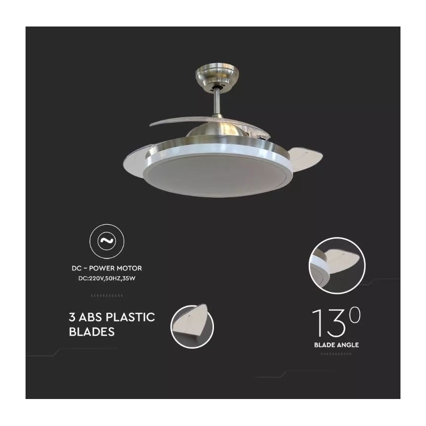 LED Stropní svítidlo s ventilátorem LED/30W/230V 3000/4000/6400K + dálkové ovládání